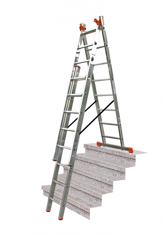 Трехсекционная лестница Krause Monto Tribilo 3х10 с доп. функцией 129765